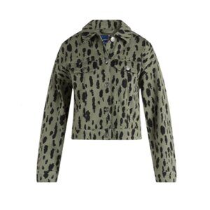 Scoop Womens Ladies Print Cropped Stretch Denim Jean Trucker Jacket Sz XL/16-18